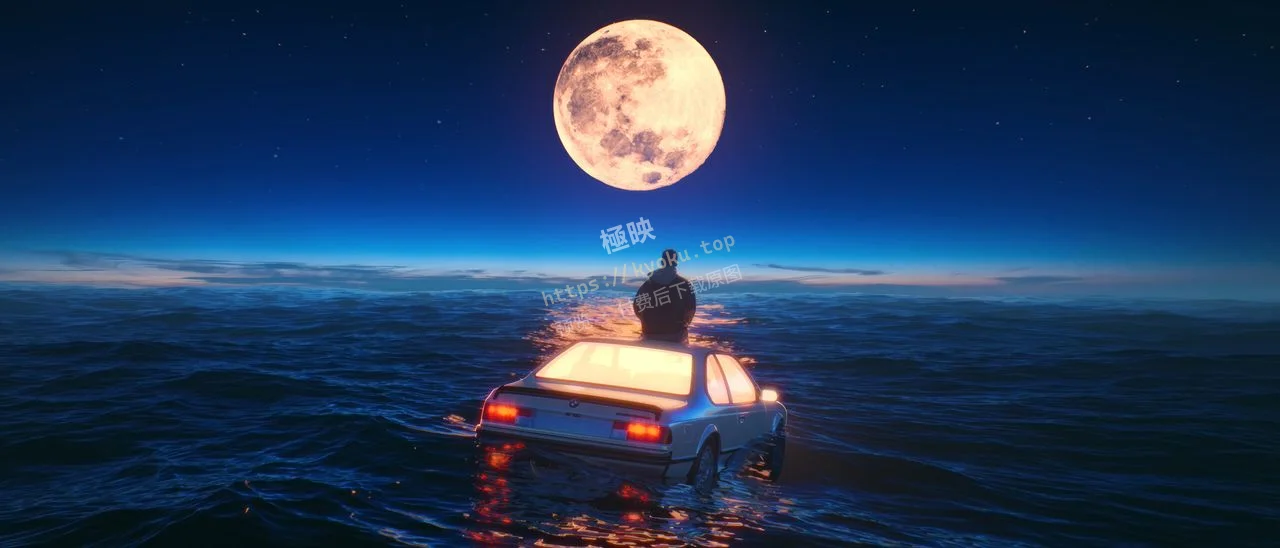 漂浮在海上的汽车