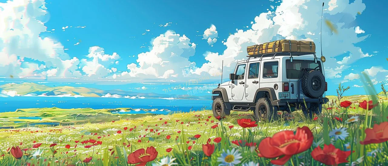 治愈花海越野车