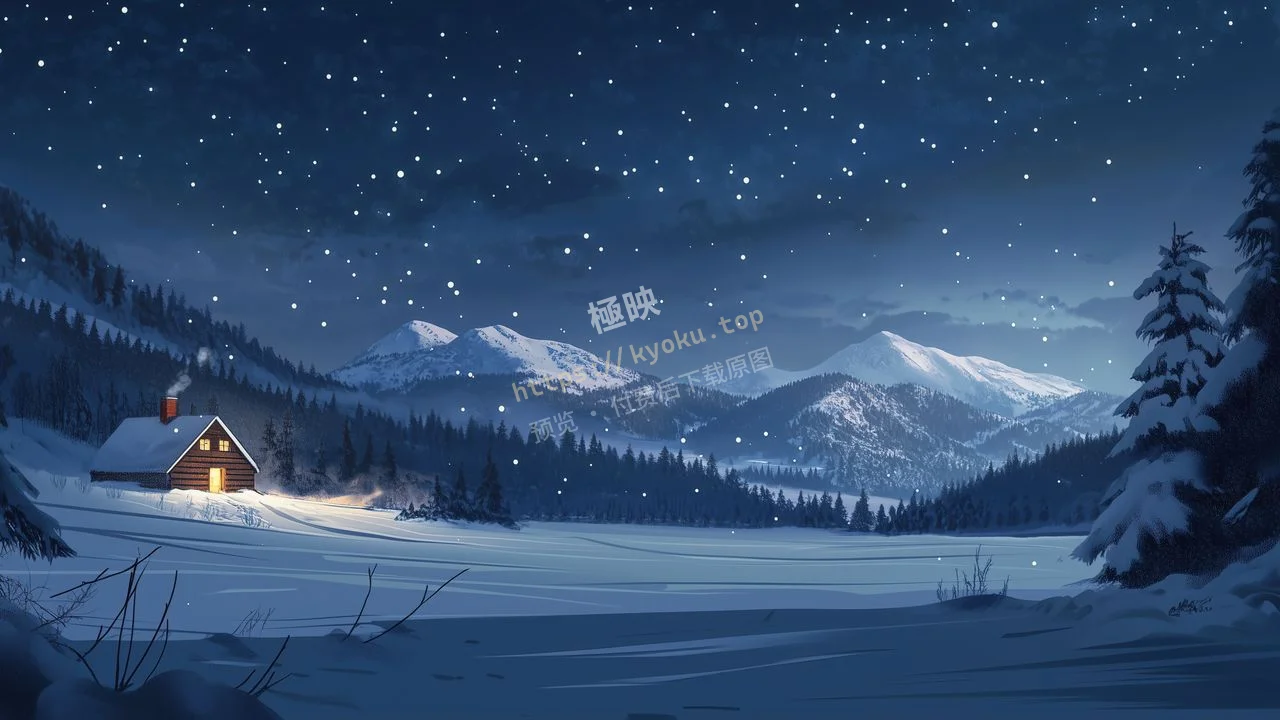 雪地夜景