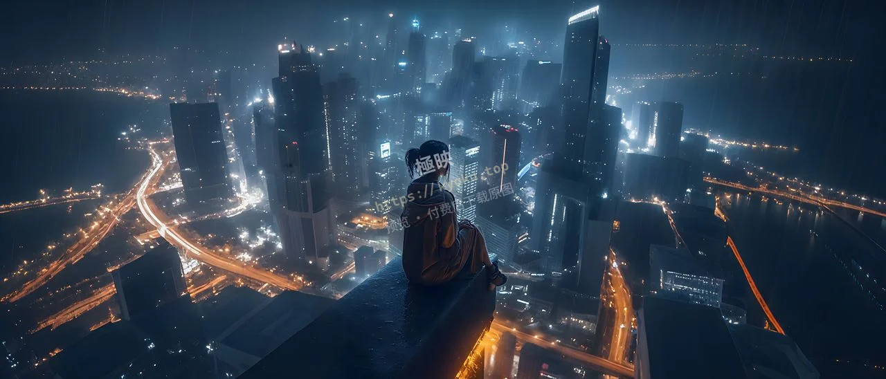 雨夜天台都市