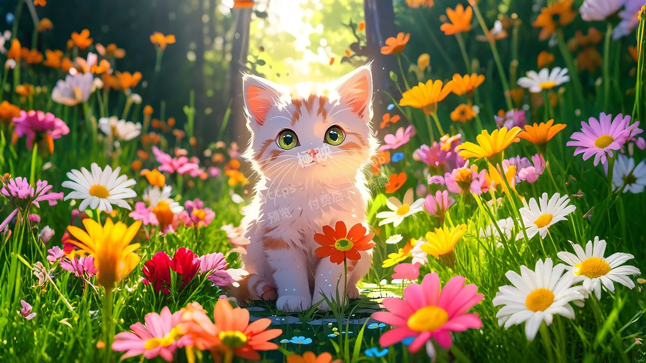 萌猫花海向阳