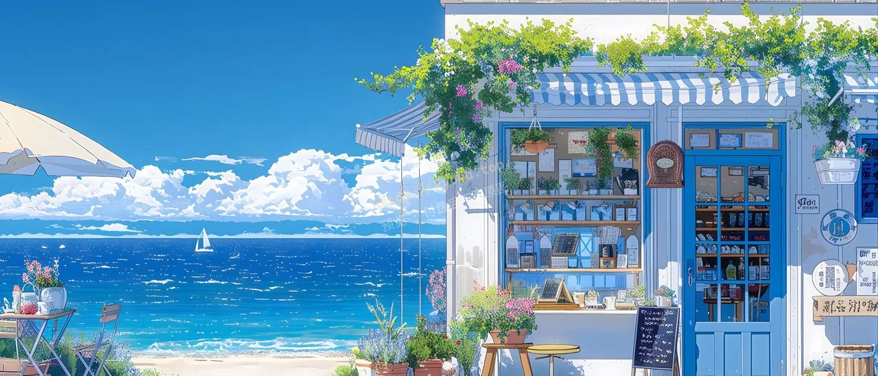 日系治愈海边花铺
