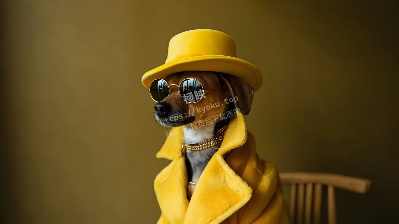 萌犬潮搭黄大衣