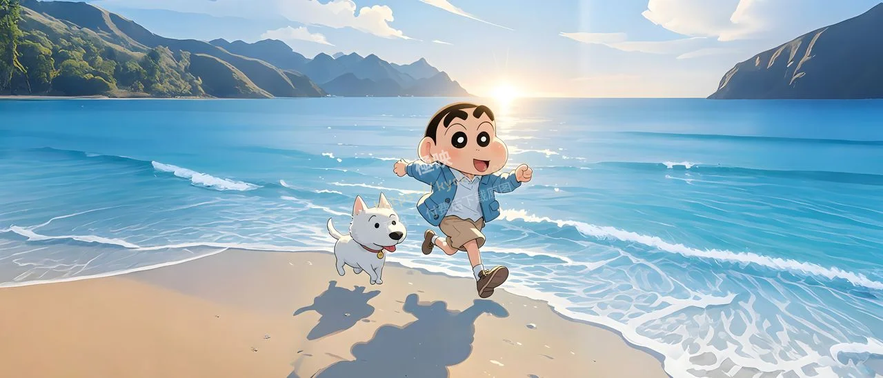 蜡笔小新海滩治愈