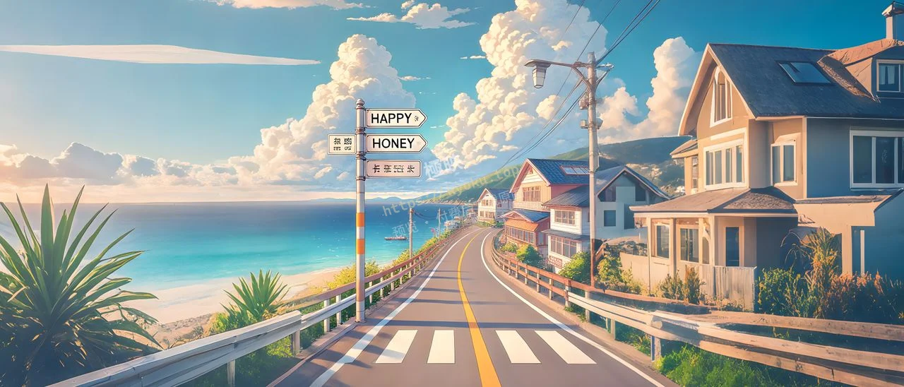 日式沿海街道治愈风景