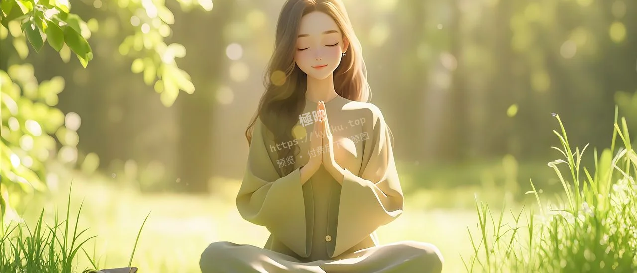 森林治愈冥想少女