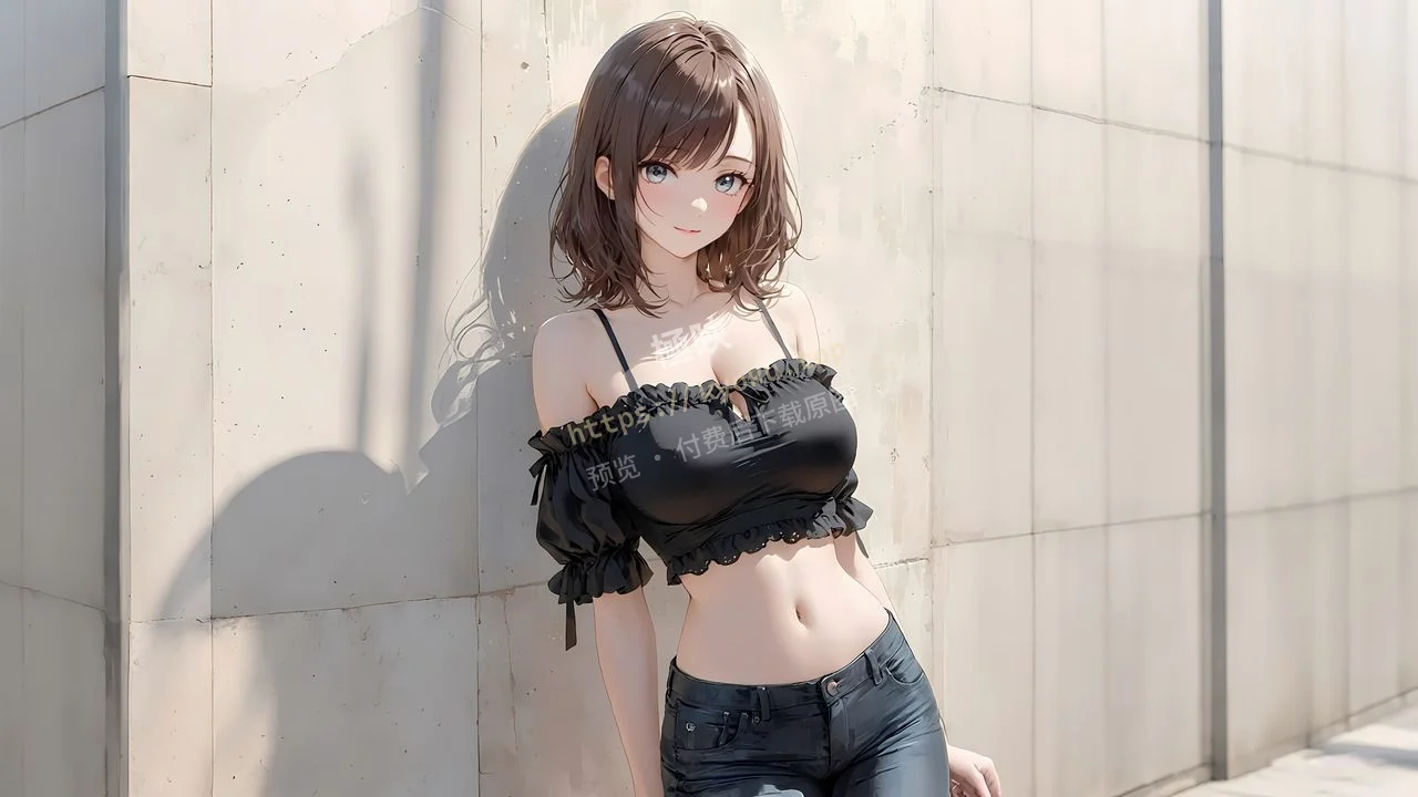 二次元少女露肩短上衣