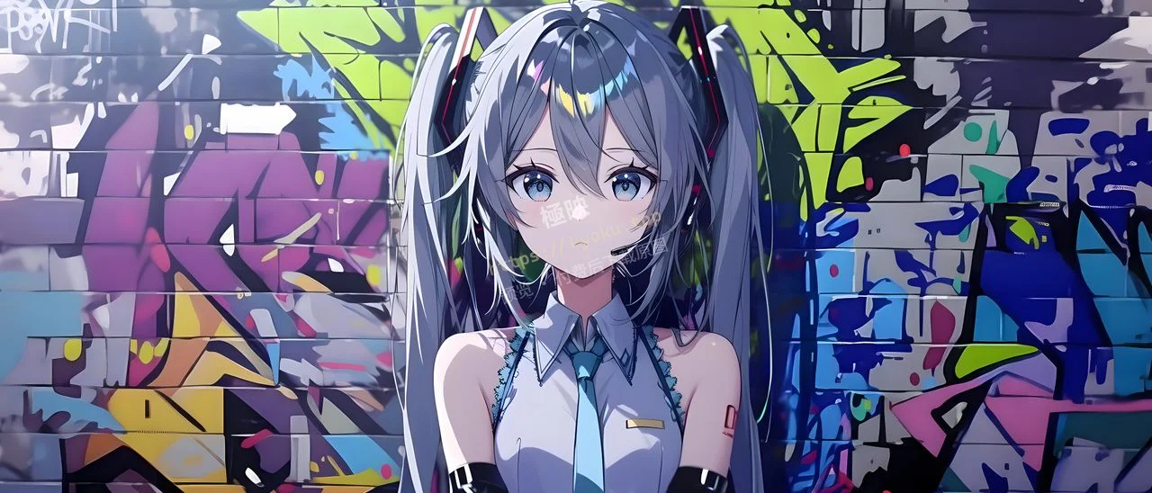 初音未来潮流涂鸦背景