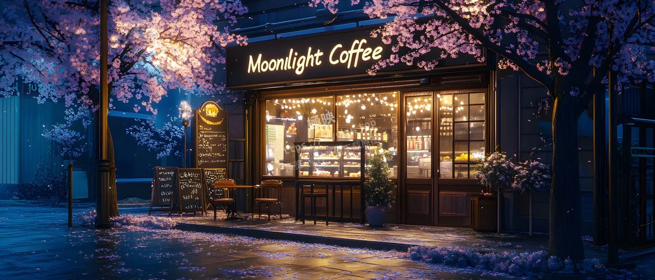 樱花咖啡馆夜景