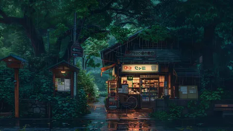 日系雨夜便利店