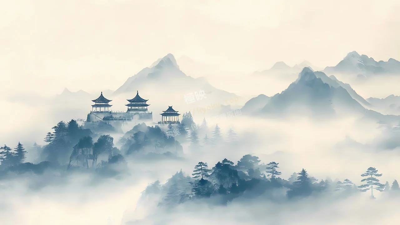 水墨山水古风建筑