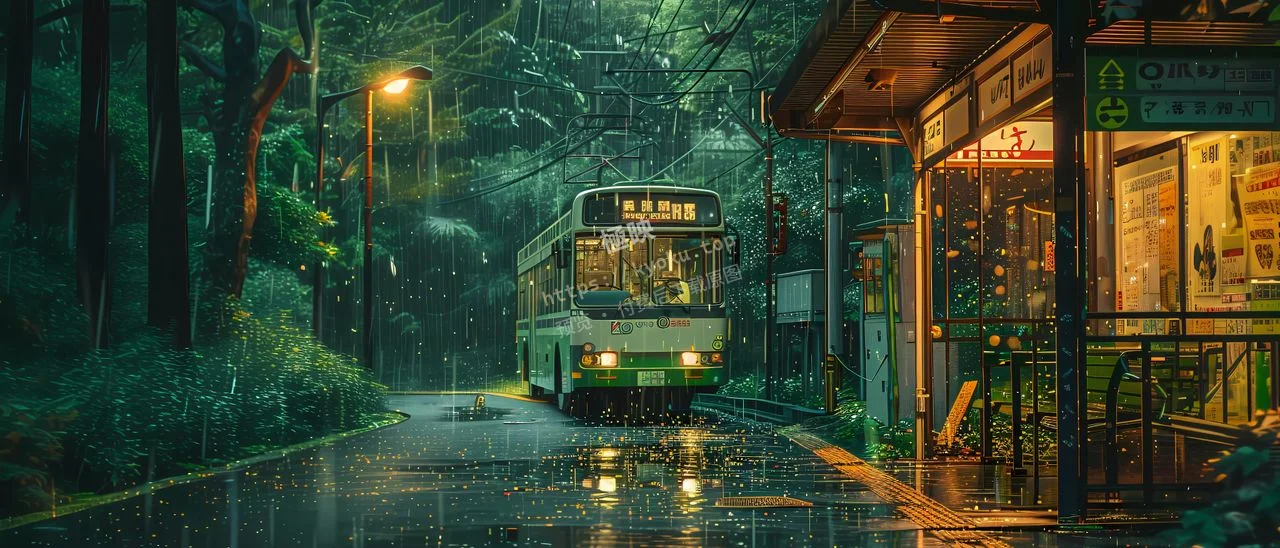 雨夜公交站
