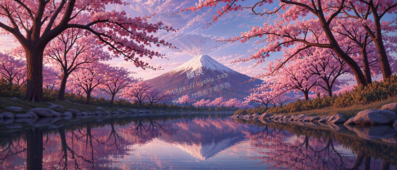 樱花富士山镜湖