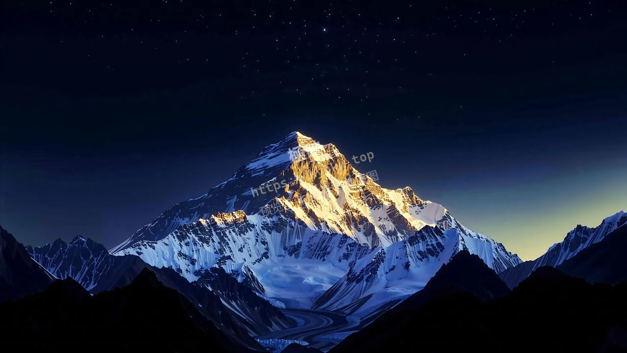 星空夜照雪山