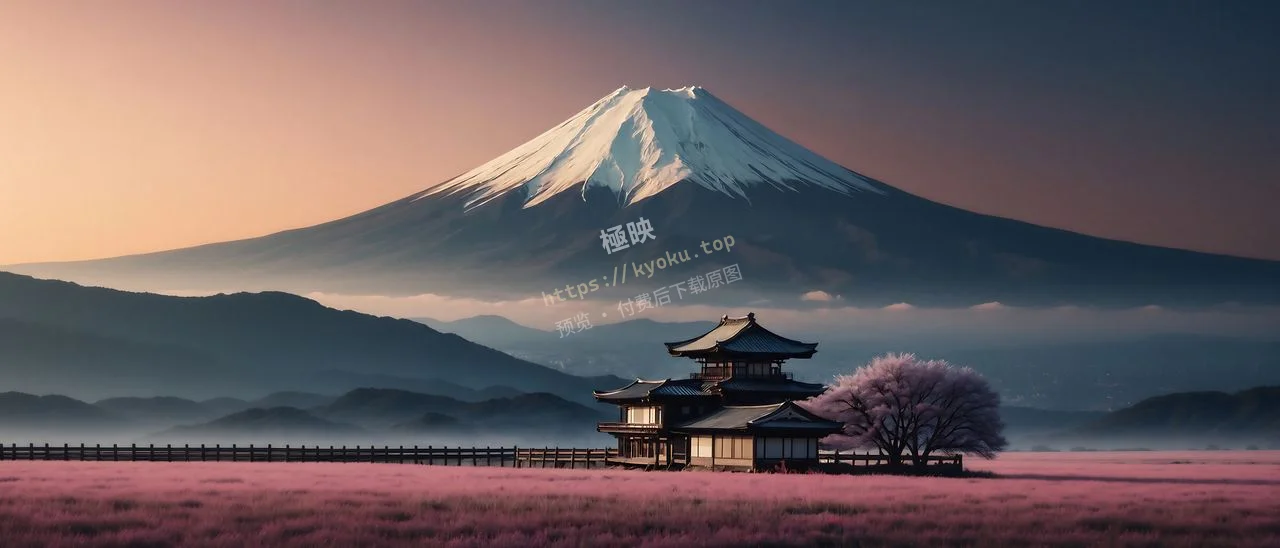粉调富士山下的庭院
