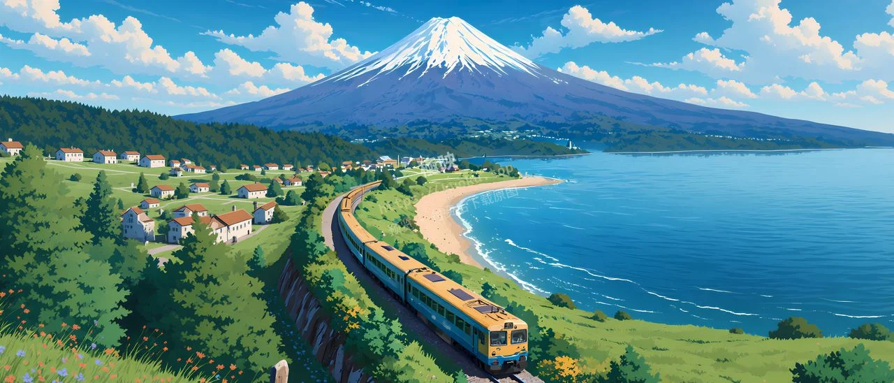 富士山海边列车