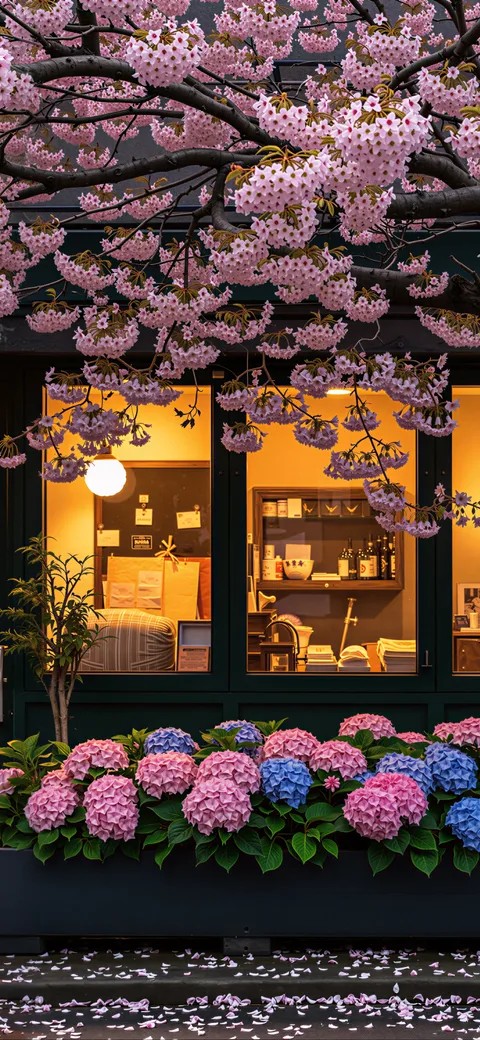樱花绣球花簇小店