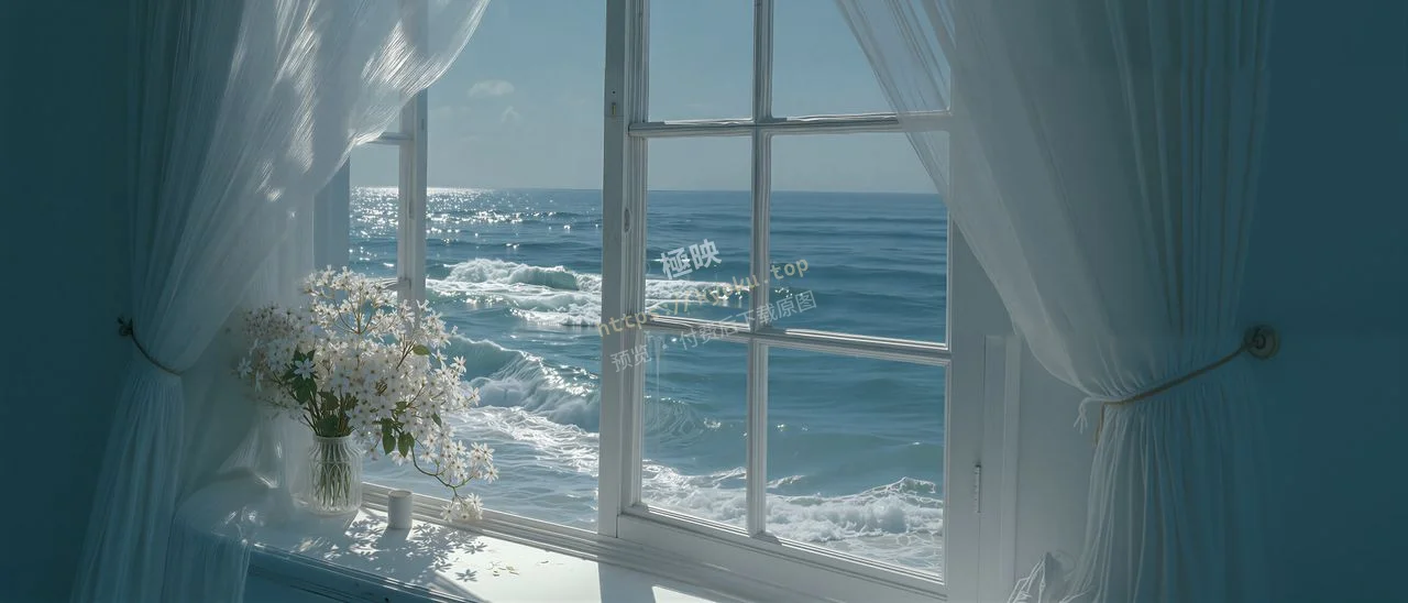 蓝调窗景海浪