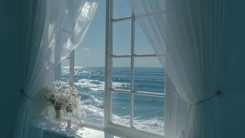 蓝调窗景海浪
