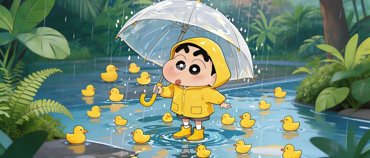 蜡笔小新雨天小黄鸭