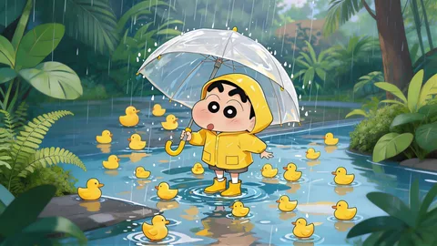 蜡笔小新雨天小黄鸭