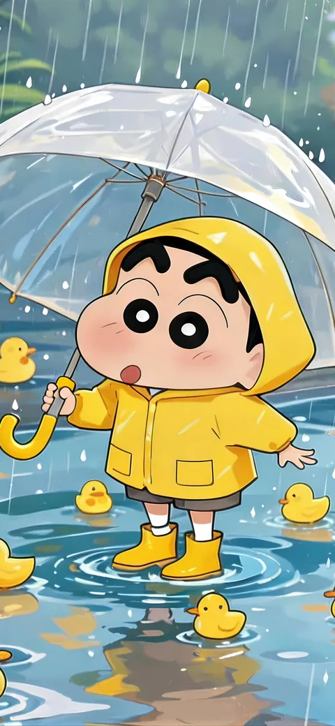 蜡笔小新雨天小黄鸭