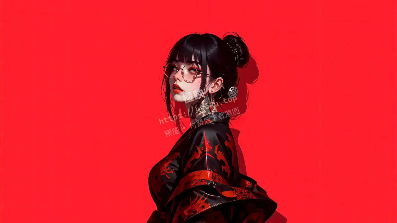 红底酷飒龙纹少女