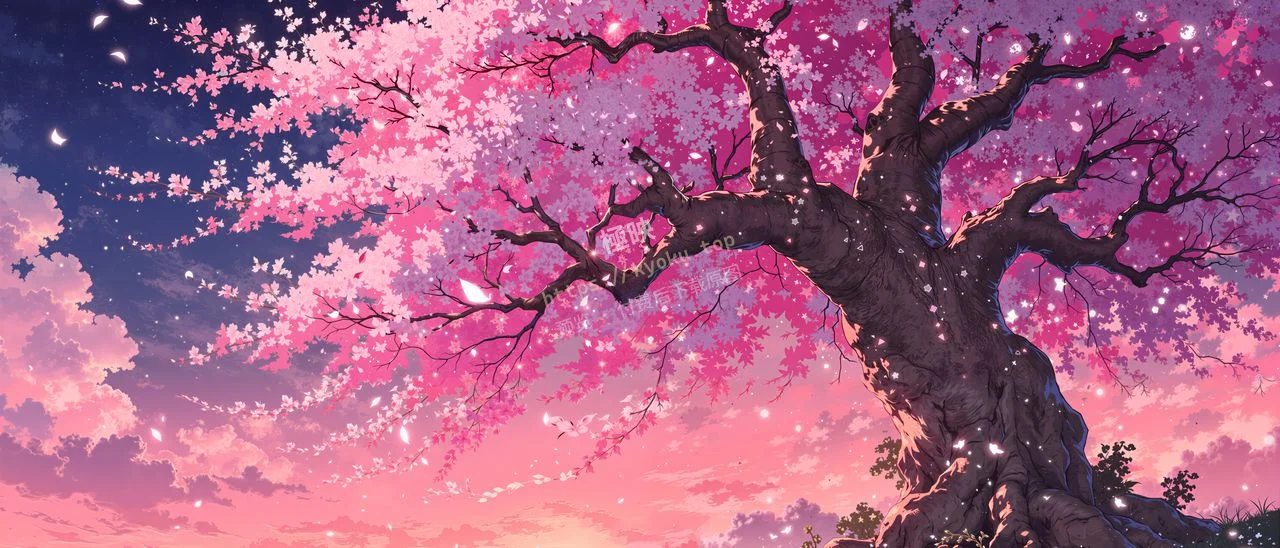 梦幻粉色樱花树