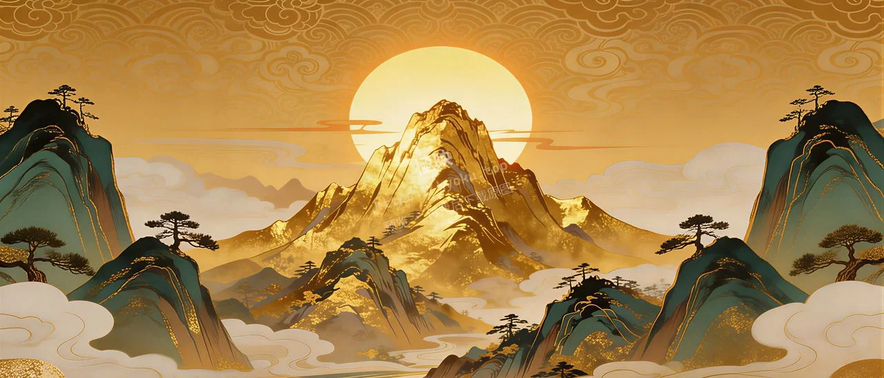 金山祥云招财山水