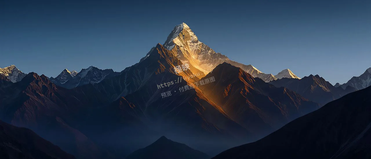 日照金山雪山极简风景