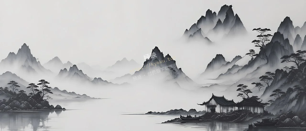 新中式水墨山水禅意国风