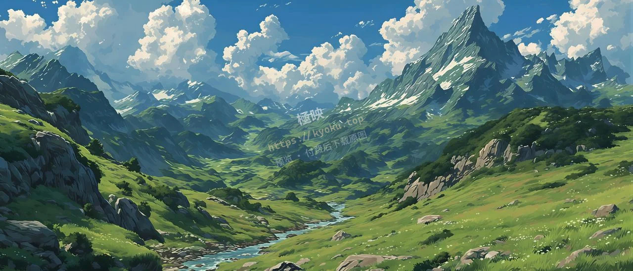 动漫风山谷溪流