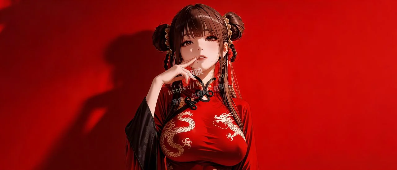 新中式龙纹旗袍少女