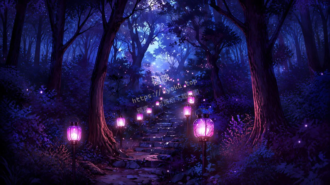 紫调灯笼森林梦幻氛围感