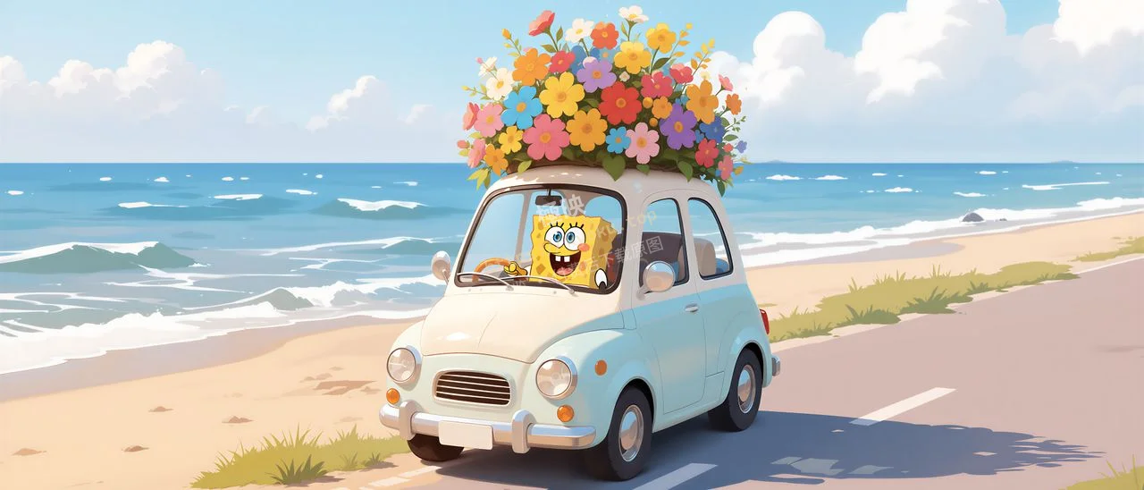 海绵宝宝海边花车