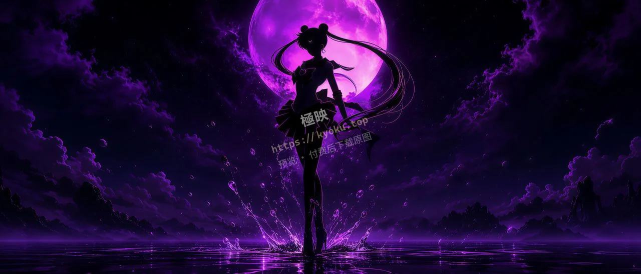 紫月海面美少女战士剪影
