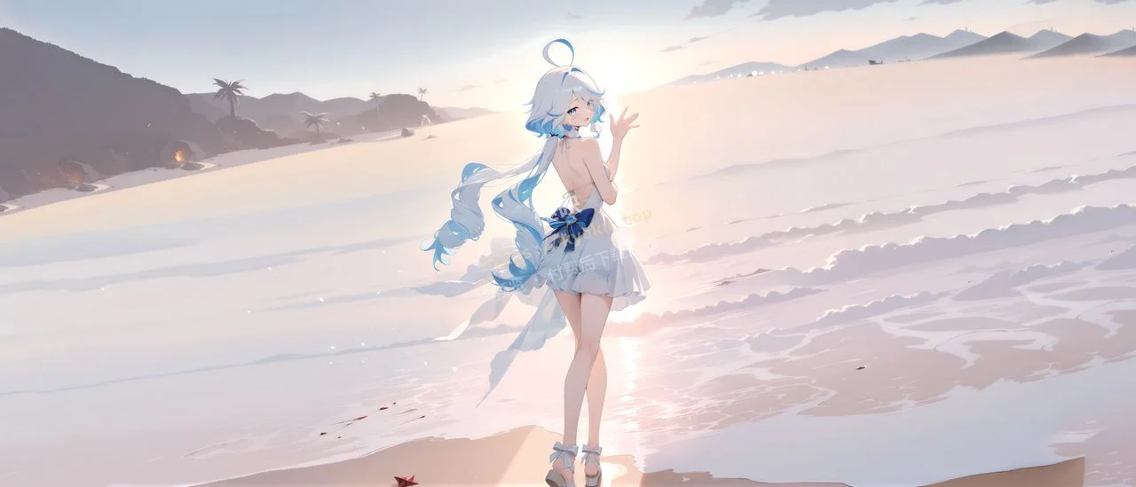 原神芙宁娜海边日落短裙