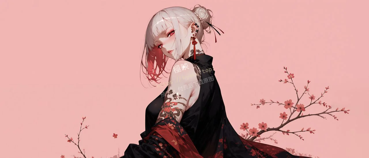 国风白发纹身少女