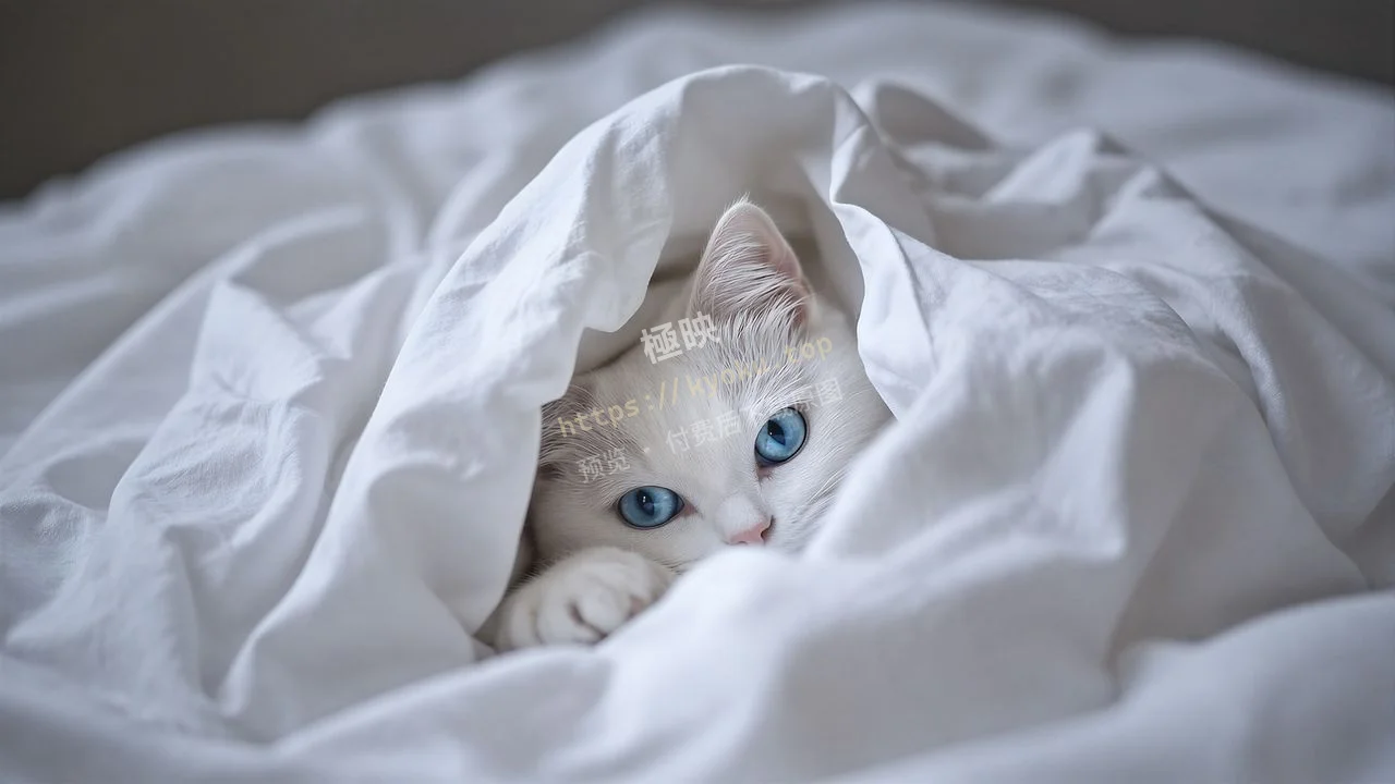 萌猫被窝蓝眸温柔