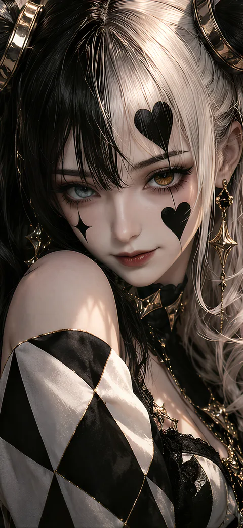 黑白双拼发色少女